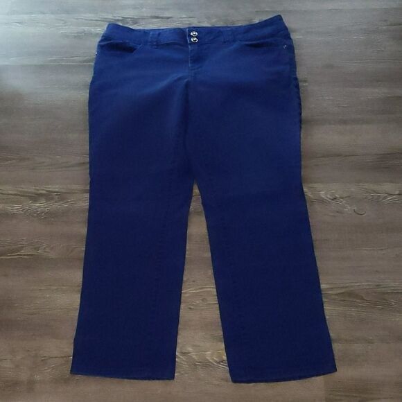 Elle royal blue cropped jeans Sz 14 - Picture 1 of 3